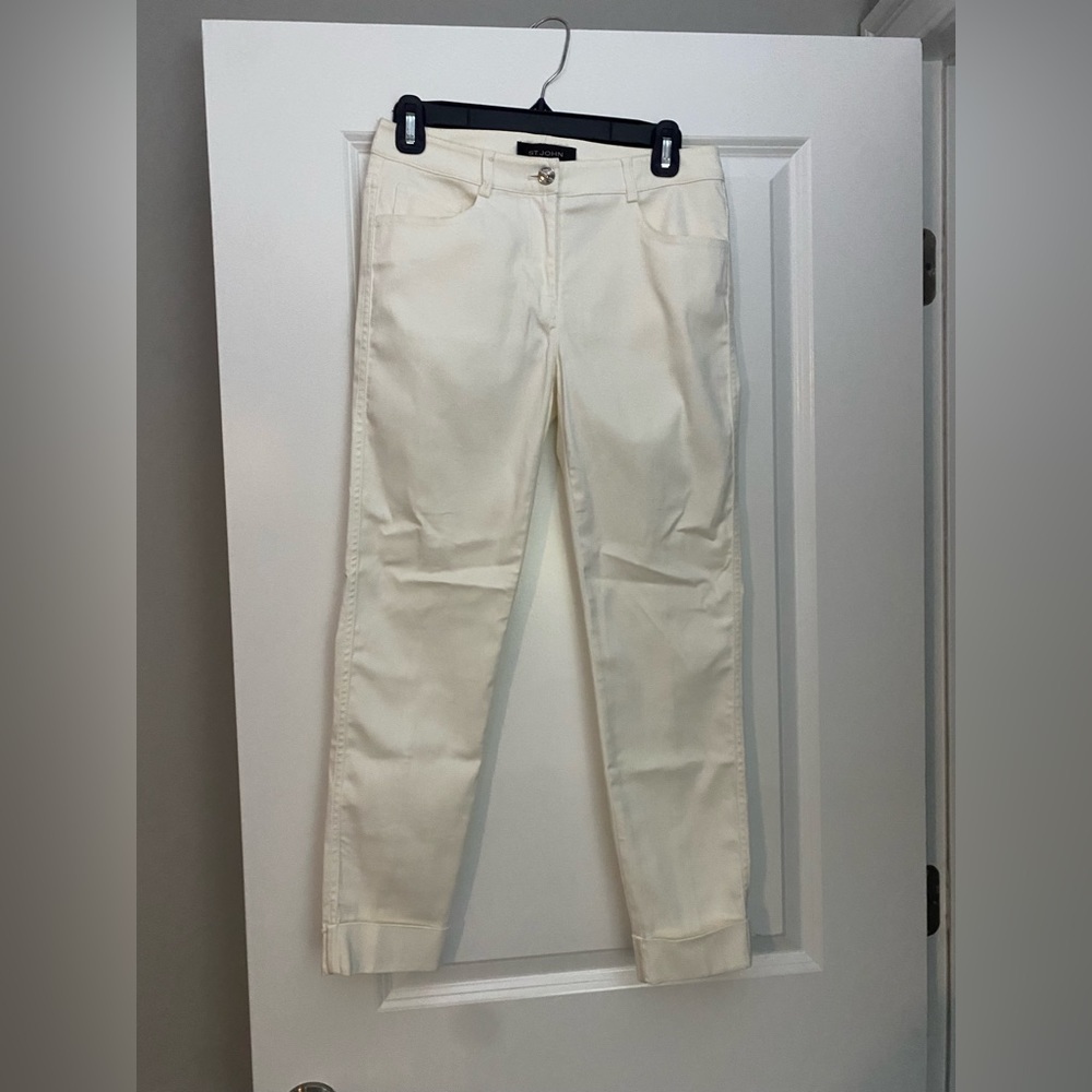 St John Ivory Cuffed Hem Pants Size 2💕